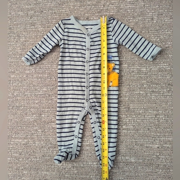 Carter's (Size 6 Months) One Piece Footed Blue Striped Lion Sleepers/Pyjamas - Picture 7 of 12